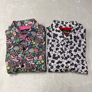 Lot of 2 Wil Stiles LIMITED EDITION Button Down Shirt Colorful Floral Mod Men XL